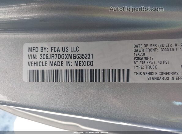 3C6JR7DGXMG635231 2021 RAM 1500 CLASSIC Silver Engine compartment view