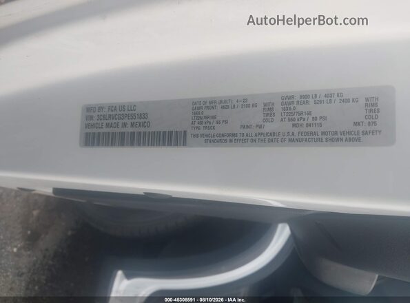 3C6LRVCG3PE551833 2023 RAM PROMASTER 2500 White Շարժիչի բաժամունքի տեսք
