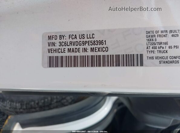 3C6LRVDG9PE583961 2023 RAM PROMASTER 2500 Белый Вид подкапотного пространства
