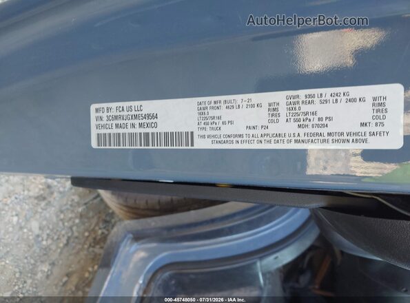3C6MRVJGXME549564 2021 RAM PROMASTER 3500 Blue Widok komory silnika