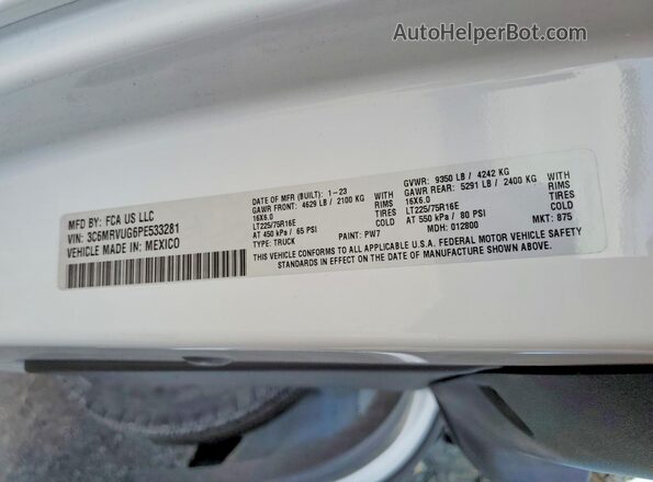 3C6MRVUG6PE533281 2023 RAM PROMASTER Белый 