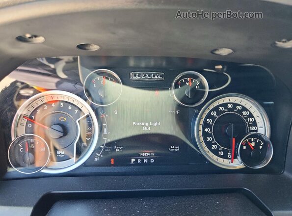 3C6RR6LT9GG343747 2016 RAM 1500 Gray Սարքավորումների վահանակի տեսք