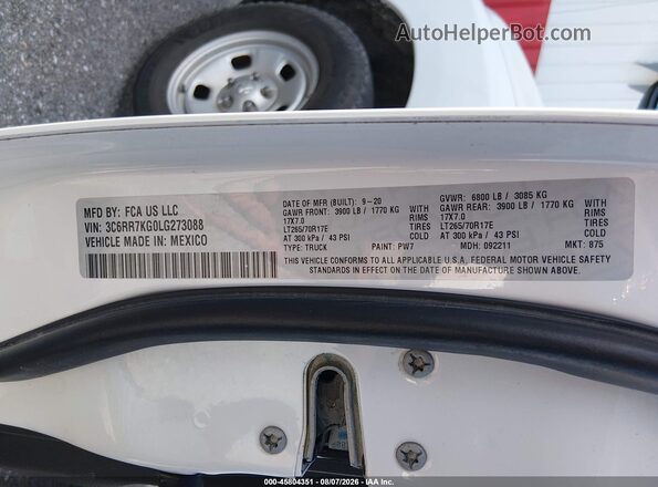 3C6RR7KG0LG273088 2020 RAM 1500 CLASSIC White Շարժիչի բաժամունքի տեսք