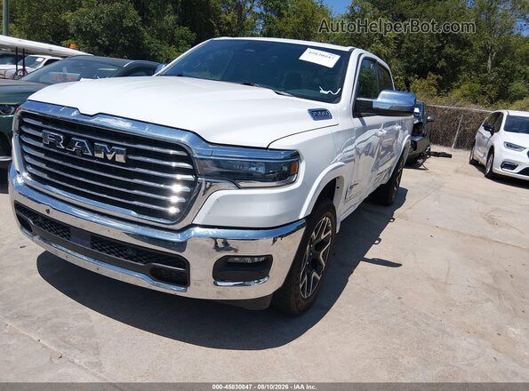 3C6SRFJP2T4168177 2026 RAM 1500 White წინა მარცხენა ხედი სამი მეოთხედიდან