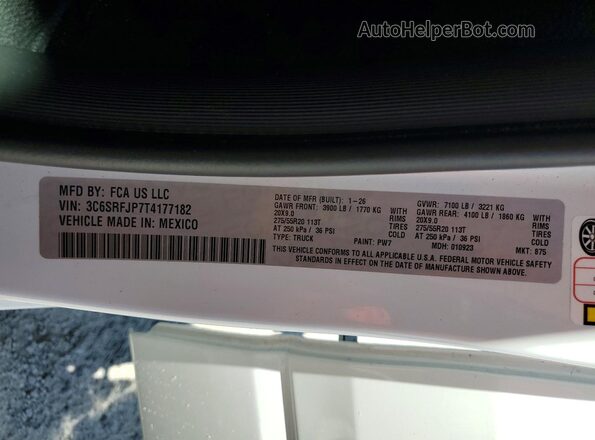 3C6SRFJP7T4177182 2026 RAM 1500 White Engine compartment view