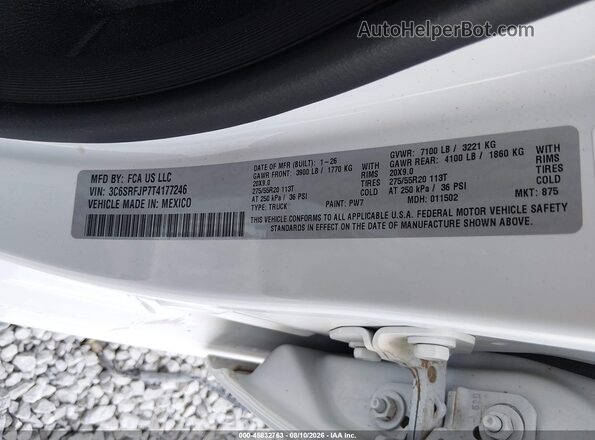 3C6SRFJP7T4177246 2026 RAM 1500 White Engine compartment view