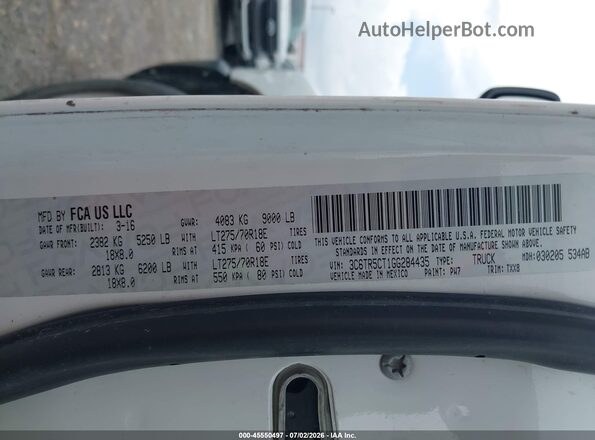 3C6TR5CT1GG284435 2016 RAM 2500 White Engine compartment view