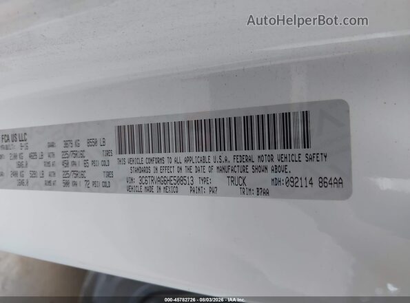 3C6TRVAG6HE508513 2017 RAM PROMASTER 1500 Белый Вид подкапотного пространства