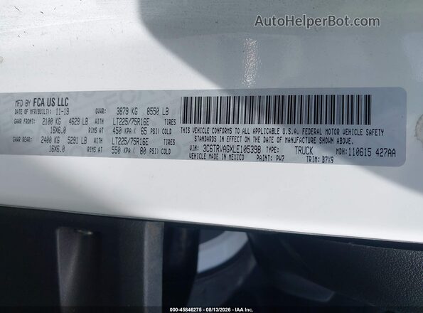 3C6TRVAGXLE105398 2020 RAM PROMASTER 1500 White Engine compartment view