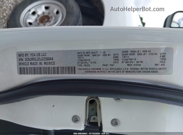 3C6UR5CJ2LG236844 2020 RAM 2500 White Engine compartment view