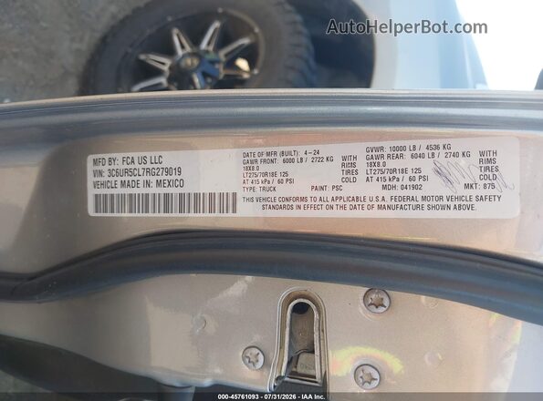 3C6UR5CL7RG279019 2024 RAM 2500 Серый Вид подкапотного пространства