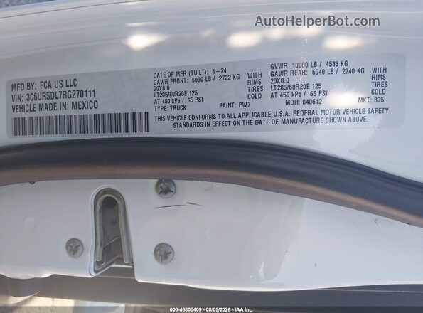 3C6UR5DL7RG270111 2024 RAM 2500 White Engine compartment view