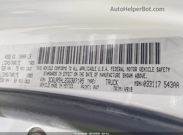 3C6UR5HL2GG307105 2016 RAM 2500 Белый Вид подкапотного пространства