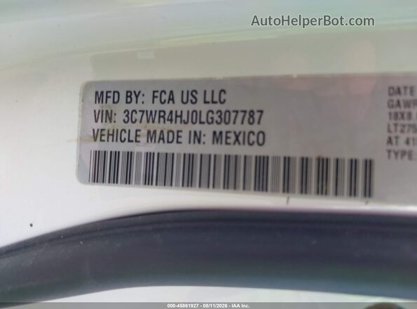 3C7WR4HJ0LG307787 2020 RAM 2500 White Вид підкапотного простору