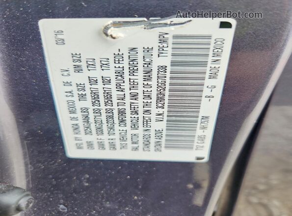 3CZRM3H52GG707338 2016 HONDA CR-V Gray Widok naklejki z numerem VIN
