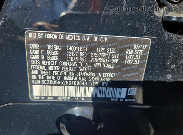 3CZRU5H52HG709846 2017 HONDA HR-V Black VIN կոդի պիտակի տեսք