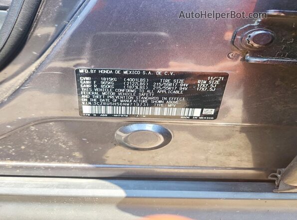3CZRU5H56NM719731 2022 HONDA HR-V Gray ძრავის განყოფილების ხედი