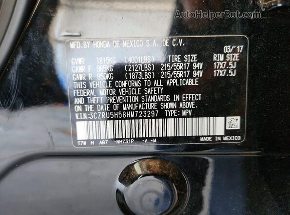3CZRU5H58HM723297 2017 HONDA HR-V Черный Вид наклейки с VIN-кодом