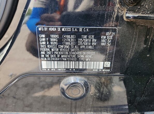 3CZRU6H17NM701600 2022 HONDA HR-V Black Սալոնի 360 աստիճան տեսք