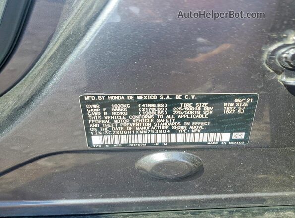 3CZRU6H1XMM753804 2021 HONDA HR-V Silver Widok komory silnika