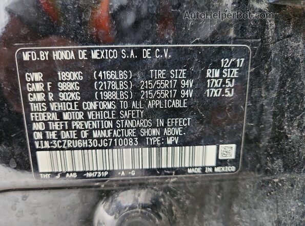 3CZRU6H30JG710083 2018 HONDA HR-V Black Engine compartment view