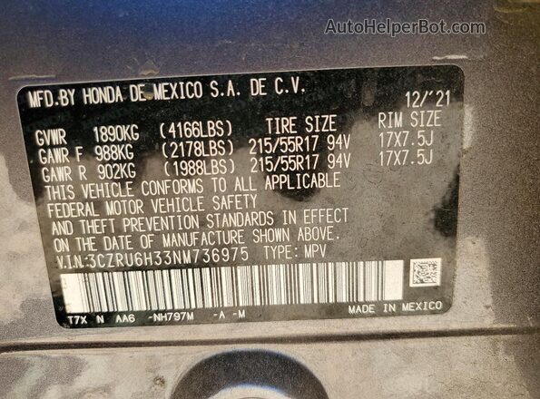 3CZRU6H33NM736975 2022 HONDA HR-V Black Widok wnętrza 360 stopni