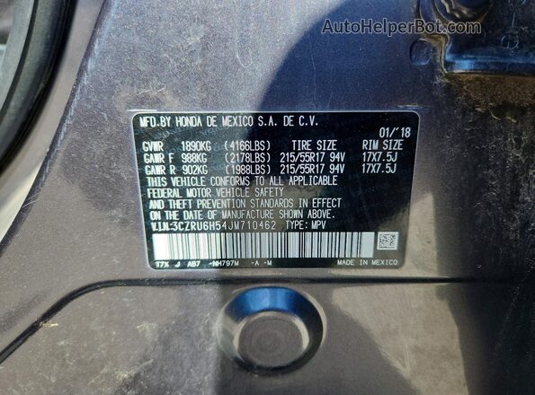 3CZRU6H54JM710462 2018 HONDA HR-V Charcoal Vista interior de 360 grados