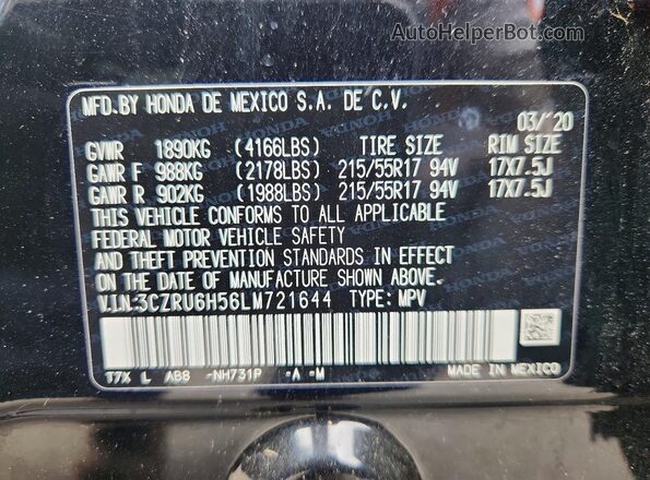 3CZRU6H56LM721644 2020 HONDA HR-V Black სალონის 360-გრადუსიანი ხედი