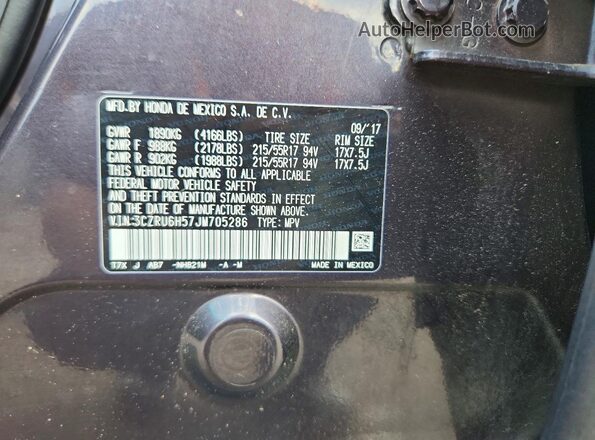 3CZRU6H57JM705286 2018 HONDA HR-V Gray Շարժիչի բաժամունքի տեսք