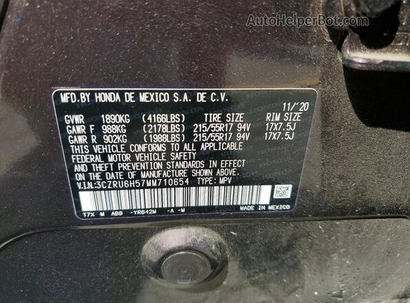 3CZRU6H57MM710654 2021 HONDA HR-V Brown VIN კოდის სტიკერის ხედი