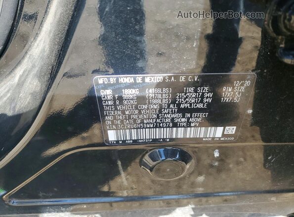 3CZRU6H59MM714978 2021 HONDA HR-V Black VIN կոդի պիտակի տեսք