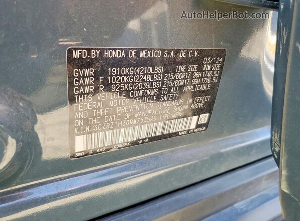 3CZRZ1H30RM753520 2024 HONDA HR-V Gray Սալոնի 360 աստիճան տեսք