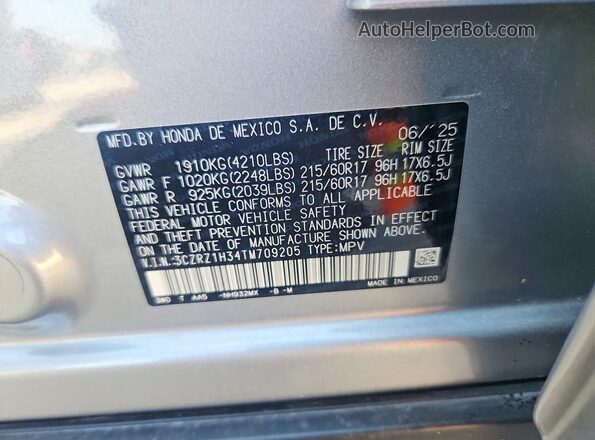 3CZRZ1H34TM709205 2026 HONDA HR-V Gray Vista interior de 360 grados