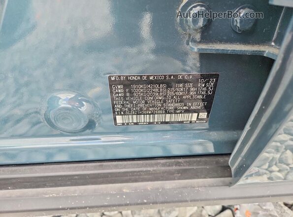 3CZRZ1H36RM726869 2024 HONDA HR-V Teal Engine compartment view