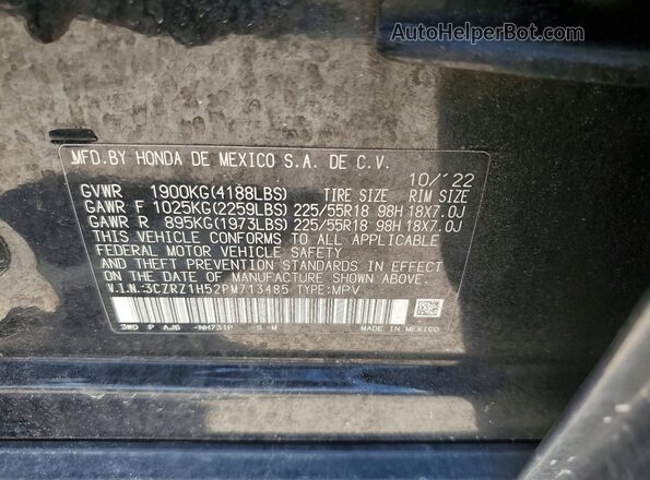 3CZRZ1H52PM713485 2023 HONDA HR-V Black Панорамний вид салону 360°
