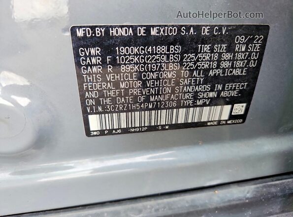 3CZRZ1H54PM712306 2023 HONDA HR-V Gray სალონის 360-გრადუსიანი ხედი