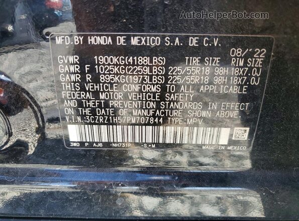 3CZRZ1H57PM707844 2023 HONDA HR-V Black Widok komory silnika
