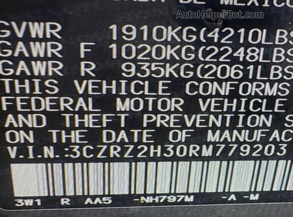 3CZRZ2H30RM779203 2024 HONDA HR-V Gray Vista del compartimento del motor