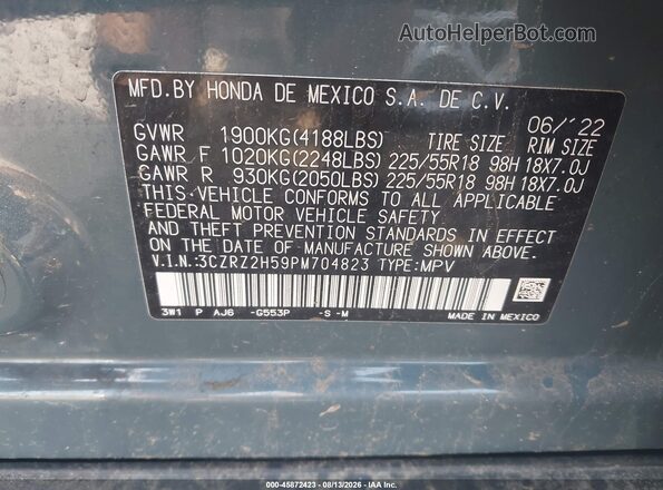 3CZRZ2H59PM704823 2023 HONDA HR-V Gray Շարժիչի բաժամունքի տեսք