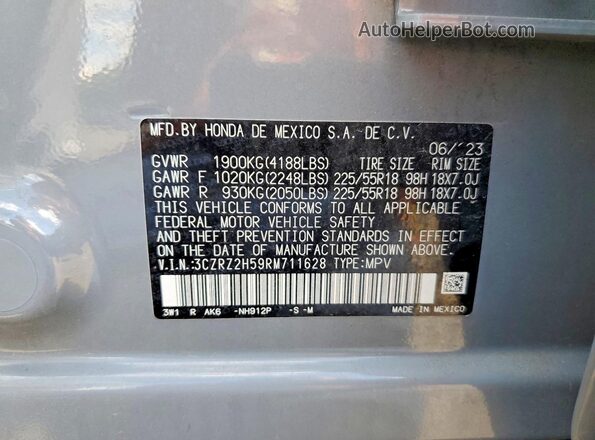 3CZRZ2H59RM711628 2024 HONDA HR-V Silver 360 interior view