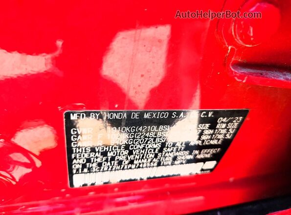 3CZRZ2H7XPM748556 2023 HONDA HR-V Red Вид наклейки з VIN-кодом