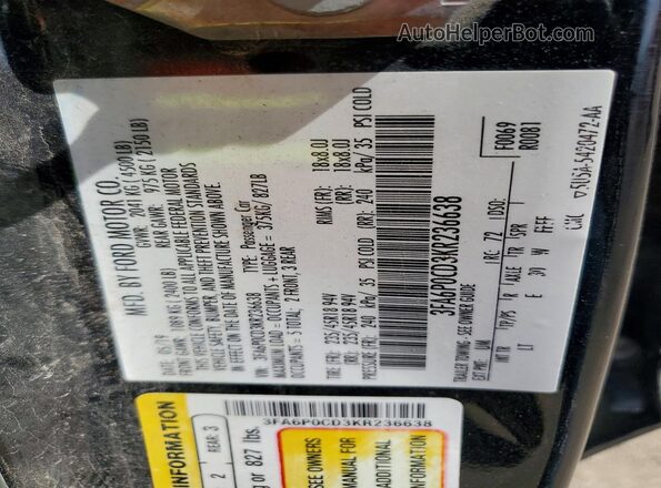 3FA6P0CD3KR236638 2019 FORD FUSION Brown Engine compartment view