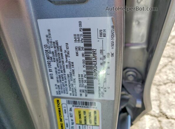 3FA6P0CD4LR177892 2020 FORD FUSION Silver Շարժիչի բաժամունքի տեսք