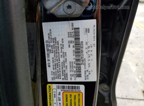 3FA6P0CD7KR182356 2019 FORD FUSION Black Вид підкапотного простору