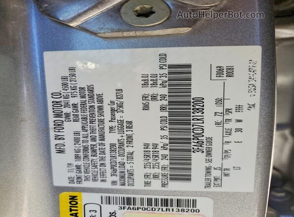 3FA6P0CD7LR138200 2020 FORD FUSION Серебряный Вид подкапотного пространства