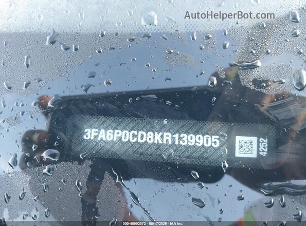 3FA6P0CD8KR139905 2019 FORD FUSION Черный Вид подкапотного пространства