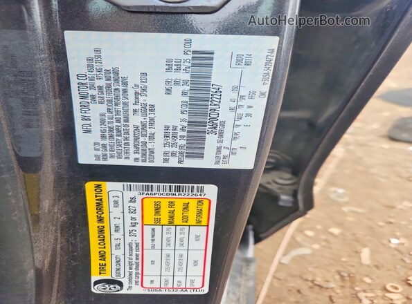 3FA6P0CD9LR222647 2020 FORD FUSION Gray Շարժիչի բաժամունքի տեսք