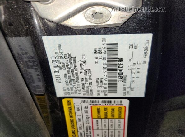 3FA6P0CDXKR213809 2019 FORD FUSION Black ძრავის განყოფილების ხედი