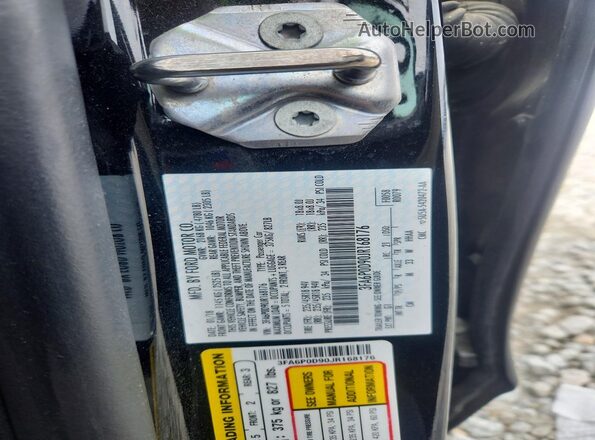 3FA6P0D90JR168176 2018 FORD FUSION Black Vista del compartimento del motor