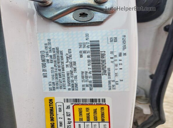 3FA6P0D92HR199813 2017 FORD FUSION White Engine compartment view